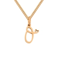Rose gold letter O pendant necklace with small heart accent and polished finish - Letter O / Gold
