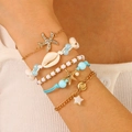 Five-piece ocean style bracelet set with starfish shell charms and colorful beads - Ocean Style 5pcs Bracelet Set (07手链WG-0806)
