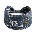Dunkelblaues elastisches Yoga-Stirnband mit Blumenmuster für Sport und Fitness bei Frauen - Navy Weiß Gelb Blumenmuster(#156)