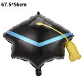 Detail of black graduation cap foil balloon with yellow tassel, size 67.5x56cm for party - HE Graduation Doctoral Hat