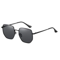Gafas de sol polarizadas hexagonales de metal negro con montura fina y lentes gris oscuro - Marco Negro Lente Negra C1