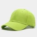 Detail view of neon green baseball cap featuring six-panel construction and curved brim - Adjustable / Yellow-Green