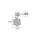 Silver-colored flower labret stud with pavé zirconia stones, 0.72cm drop - Flower (2635-4) / Silver