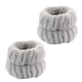Detail of grey plush wristbands showing soft texture for face washing and skincare - Grey Wristband 2-Piece Set