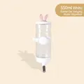 White 550ml hanging pet water bottle with pink rabbit ears and stainless steel ball spout - Bunny Small 550ml / White