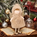 Colgante ángel de reno navideño en peluche beige con alas doradas, adorno de 16cm - Marrón