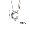 Collana con pendente lettera G in argento con pietre colorate e intarsio di zirconi - Stile Lettera G (N00445-24)