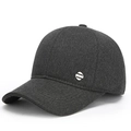 Herren Winter Baseballkappe mit Ohrenschützern aus dunkelgrauer Wolle und Metal-Logo - Grau