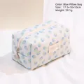Blue floral lace makeup bag with shell zipper pull in pillow shape 17.5x10x10cm - Blue Pillow Pouch