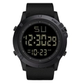 Men's high-quality black digital sports watch with silicone strap and multi-function display - Dotted Black