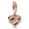 Roségold Herzanhänger mit MOM-Schriftzug und funkelnden Zirkonia-Steinen für Armbänder - Roségold MOM Herz-Stil (Z-033)