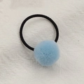 Sky blue plush pom-pom hair tie with black high-elastic rubber band for children - Blue