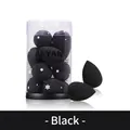 Set of 10 black teardrop-shaped makeup sponges in a clear jar with snowflake pattern - 10 Pcs/Jar - Black (08)