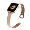 Leather strap compatible with Apple Watch, stylish dual rivet buckle design in beige and brown. - 38/40/41mm / Apricot