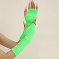 Fluorescent neon green ribbed knit fingerless gloves with thumb hole for arm warming - Fluorescent Green