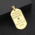 Gold stainless steel military dog tag pendant for Father's Day with engraved DAD quote - Gold Color / No Chain