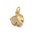 Copper 18K gold-plated leaf pendant with micro-inlaid clear zircons for jewelry making - Monstera Leaves
