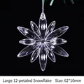Grand ornement de flocon de neige à 12 pétales en acrylique transparent décor de Noël - 62mm / Grand Flocon 12 Pétales