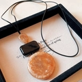 Minimalist long amber resin pendant necklace with black cord for retro fashion style - 13# Three-color Geometric Layered Pendant Necklace
