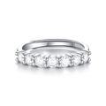 Elegant adjustable S925 sterling silver ring with seven sparkling round moissanite stones - Silver (R11156)