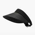 Visière de soleil pliable en paille noire pour femme avec sangle réglable et logo - Noir