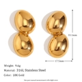 Polished 18K gold-plated stainless steel peanut-shaped stud earrings in 316L metal - Smooth Peanut Shell Earrings Gold