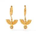 Golden bird huggie hoop earrings with sparkling cubic zirconia bird charms for women - Gold Bird with White Zirconia (KDE929)