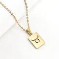 Collana dorata con pendente quadrato zodiaco Toro e simbolo traforato - Toro