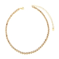Detail of gold-plated necklace featuring purple zircons and a heart-shaped tag charm - Purple