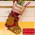 Linen and velvet Christmas stocking with 3D reindeer and Merry Christmas lettering - Reindeer Style (068-C)
