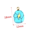 Blue turquoise square pendant with gold lightning symbol and 18mm by 12mm dimensions - Turquoise Inlay - Lightning