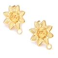 Gold stainless steel eight-pointed star earrings with rose floral relief pattern - 05 Gold (Rose Star)