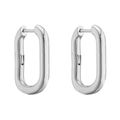 Minimalist silver U-shaped oval hoop earrings with a polished mirror finish for women - 1 Pair / Silver Oval