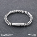 Pulsera de cadena Franco plateada de 6mm para hombre en acero inoxidable pulido - Color Acero