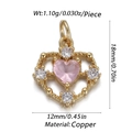 Pink heart-shaped zircon devil eye pendant in gold-plated copper finish for DIY jewelry - Cx156-8 / 18K Gold