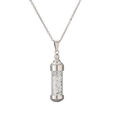 Detailansicht der silbernen Edelstahl-Parfümflasche mit weißen Steinen als Anhänger - Weiß (Opal)