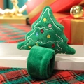 Bracciale a scatto in peluche ad albero di Natale con ricami su sfondo festivo a quadri - Albero di Natale / 35cm di Lunghezza