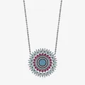Magnifique collier pendentif fleur de soleil en argent S925 avec pierres colorées - Argent 925 / Argent Sterling S925 (Pierres Colorées)
