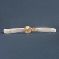 Dettaglio della cintura elastica bianca con pelle martellata e fibbia dorata - Beige