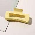 Large matte yellow rectangular hair claw clip for elegant Korean style hairstyles - 10.5cm Rectangular - Macaron Creamy Yellow