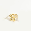 Adjustable golden open ring with liquid lava design featuring the letter H style - Gold Letter H