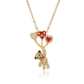 Chic gold teddy bear necklace with heart balloons and micro-pave cubic zirconia stones - Bear Balloon Style (D781)