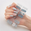 3D laser gold stamping nail polish stickers with blue cat-eye and glitter patterns - Grey Blue Cat Eye Gold Sequin Shell Flakes Style (DQ3-049)