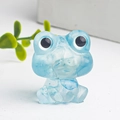 Handmade blue translucent crystal frog figurine with a modern minimalist resin design - Aquamarine