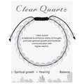 Handmade clear quartz bead bracelet with black woven adjustable cord for healing - Clear Quartz Bracelet