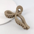 Matte mocha brown bow-shaped large hair claw clip for thick hair styling - Matte Milk Coffee