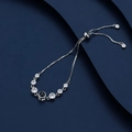 Silver adjustable box chain bracelet with I Love You projection stone on blue background - White Gold