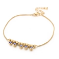 Fußkette aus Titanstahl mit goldenen Perlen und blauen Augen-Anhängern in Gold-Optik - Stil Mit Mehreren Bösen Blicken Und Perlen (KJ3552-HM)