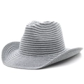 Gray knitted cowboy hat with wide rolled brim and classic textured weave structure - M (56-58cm) / Gray