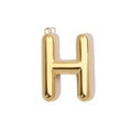 Pendentif lettre H creuse en or poli avec finition métallique lisse et bélière - Lettre H / Or
